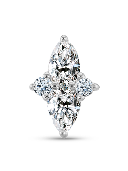 14K Gold & Lab-Grown Diamond Teardrop Cluster Piercing Stud
