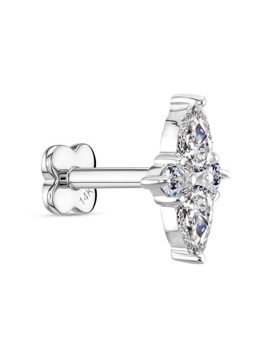 14K Gold & Lab-Grown Diamond Teardrop Cluster Piercing Stud