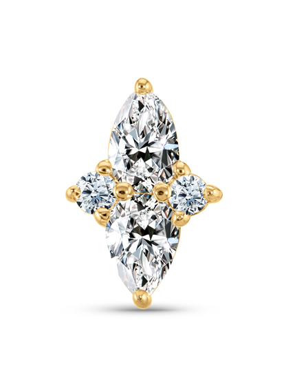 14K Gold & Lab-Grown Diamond Teardrop Cluster Piercing Stud