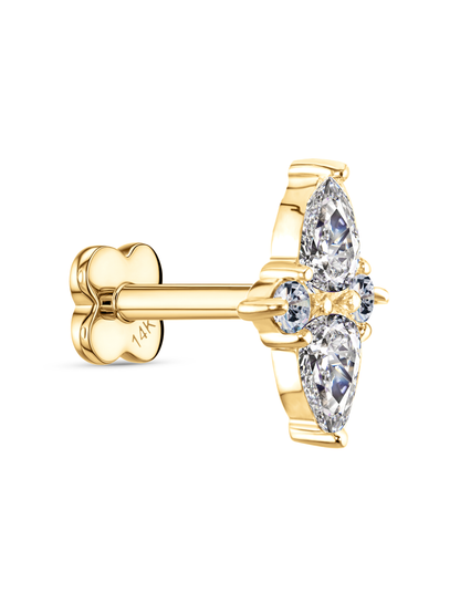 14K Gold & Lab-Grown Diamond Teardrop Cluster Piercing Stud