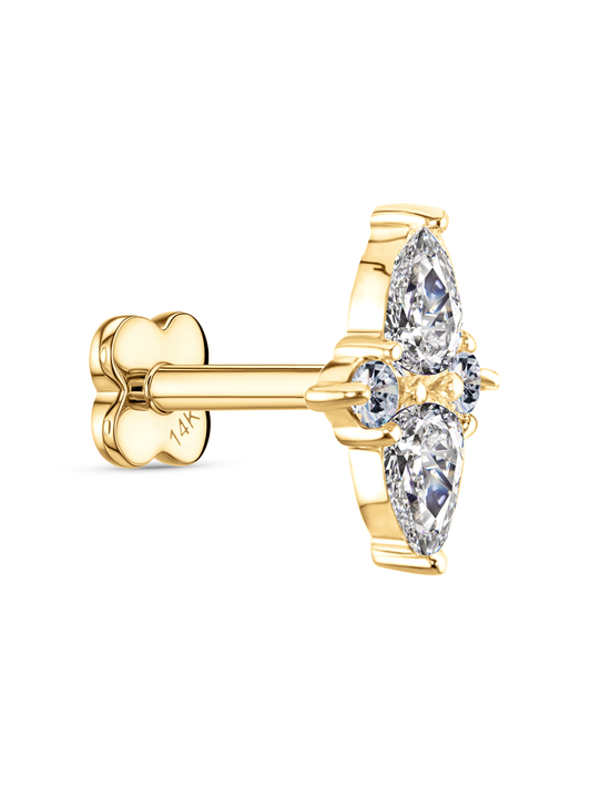 14K Gold & Lab-Grown Diamond Teardrop Cluster Piercing Stud