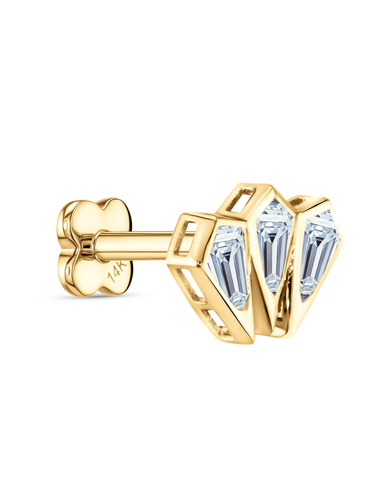 14K Gold & Lab-Grown Diamond Triple Kite Piercing Stud