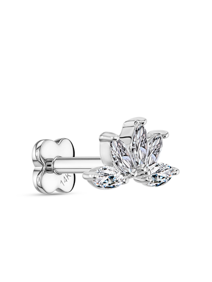 14K Gold & Lab-Grown Diamond Navette Piercing Stud