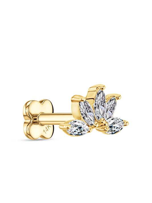 14K Gold & Lab-Grown Diamond Navette Piercing Stud