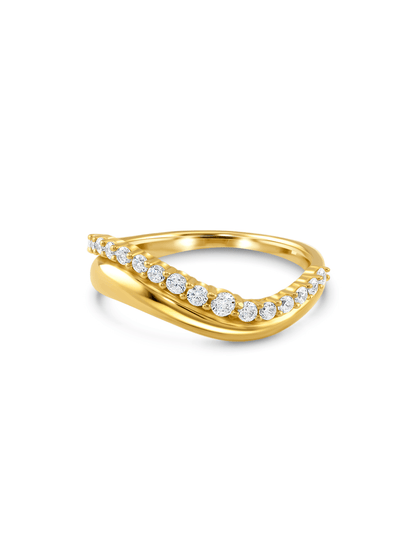 Pavé Wave Ring In Gold