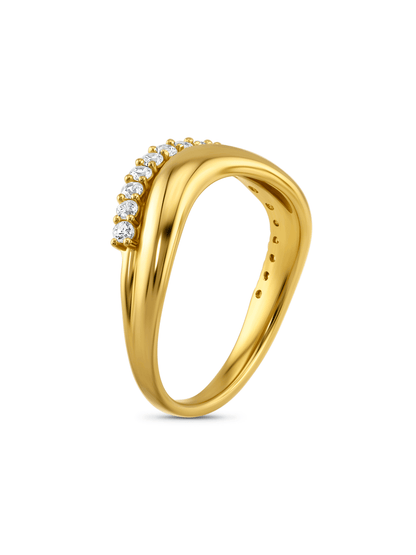 Pavé Wave Ring In Gold