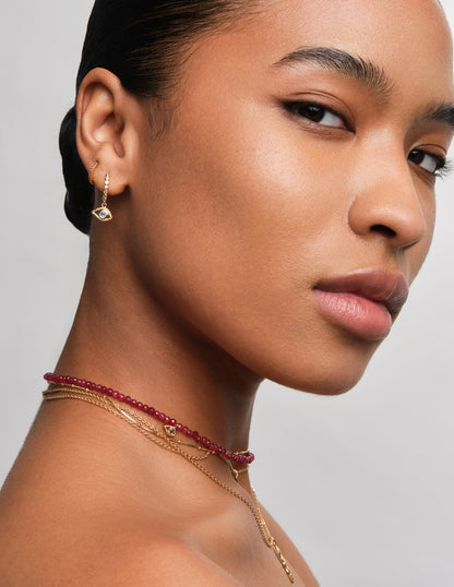Amulet Evil Eye Drop Hoops In Gold