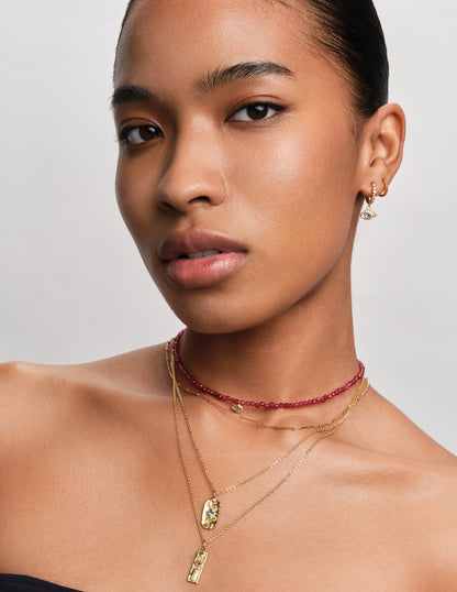 Amulet Evil Eye Drop Hoops In Gold