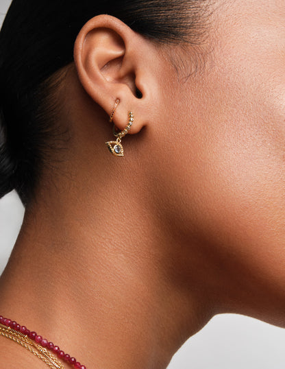 Amulet Evil Eye Drop Hoops In Gold