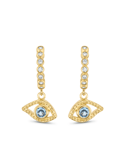 Amulet Evil Eye Drop Hoops In Gold