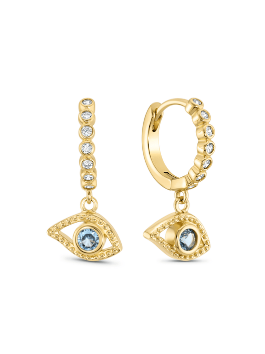 Amulet Evil Eye Drop Hoops In Gold