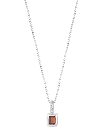 Red Garnet January Birthstone Pendant Necklace In Silver