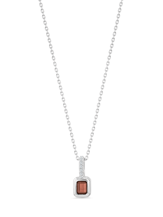 Red Garnet January Birthstone Pendant Necklace In Silver