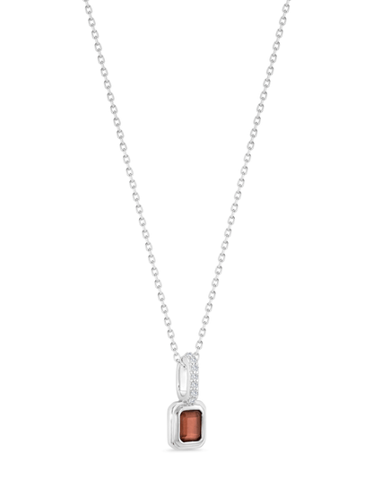 Red Garnet January Birthstone Pendant Necklace In Silver