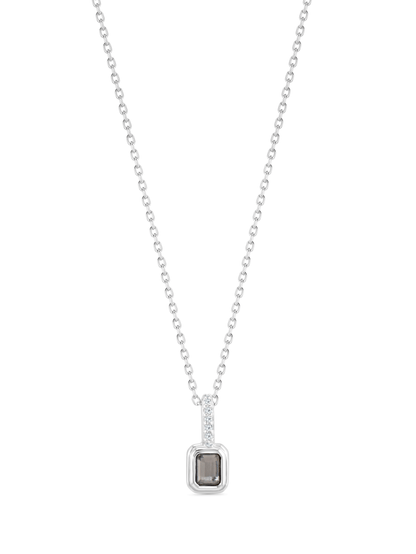 White Topaz April Birthstone Pendant Necklace In Silver