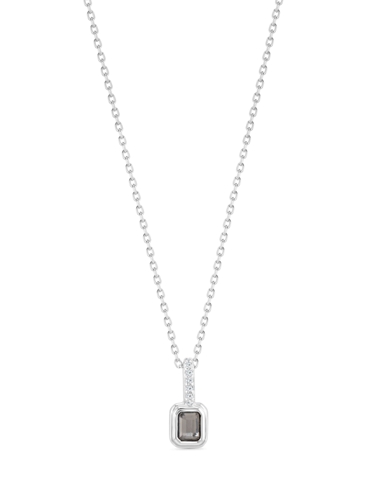 White Topaz April Birthstone Pendant Necklace In Silver