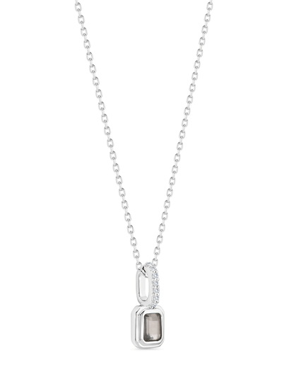 White Topaz April Birthstone Pendant Necklace In Silver