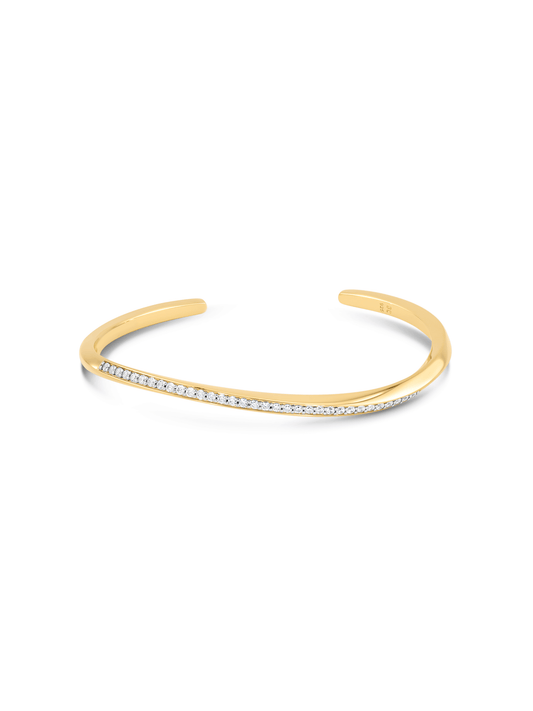 Wave Pavé Cuff Bracelet in Gold