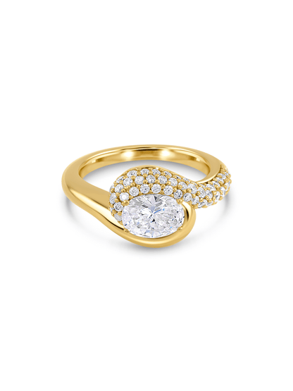 Oval Pavé Wrap Stacking Ring In Gold