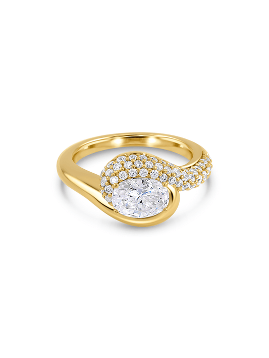 Oval Pavé Wrap Stacking Ring In Gold