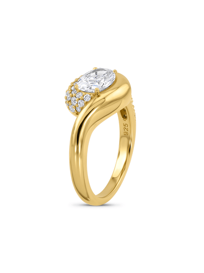 Oval Pavé Wrap Stacking Ring In Gold