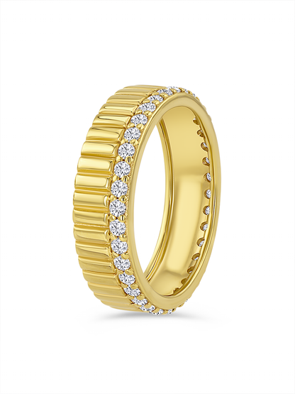 Crystal Ridged Stacking Ring in Gold