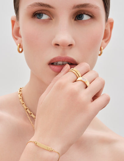 Plain Ridged Stacking Ring In Gold