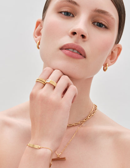 Plain Ridged Stacking Ring In Gold