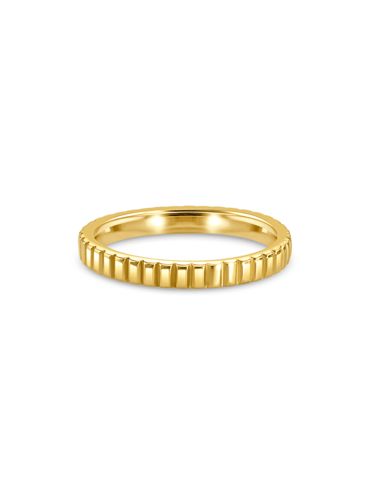 Plain Ridged Stacking Ring In Gold