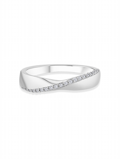 Classic Half Crystal-Pavé Ring In Silver