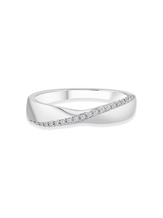 Classic Half Crystal-Pavé Ring In Silver