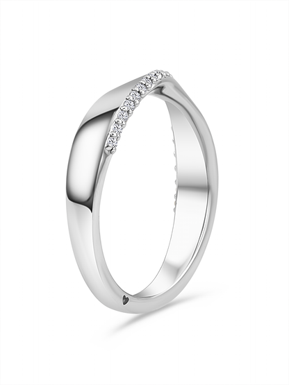 Classic Half Crystal-Pavé Ring In Silver