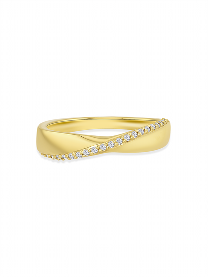 Classic Half Crystal-Pavé Ring in Gold