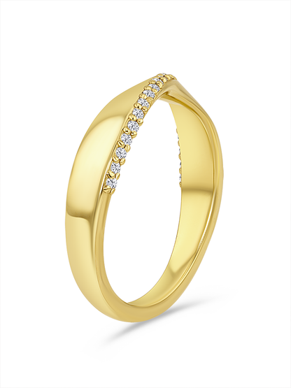 Classic Half Crystal-Pavé Ring in Gold