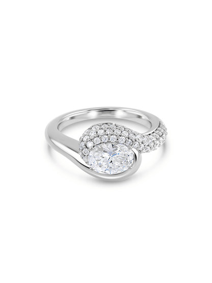 Oval Pavé Wrap Stacking Ring In Silver