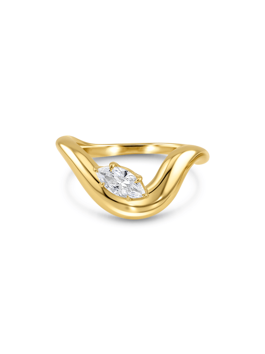 Wave Marquise Crystal Stacking Ring In Gold