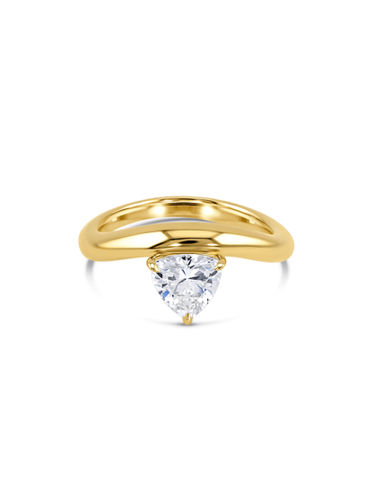 Triple Wave Crystal Ring In Gold