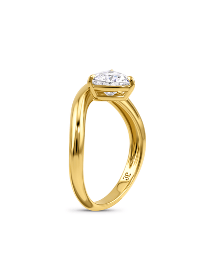 Triple Wave Crystal Ring In Gold