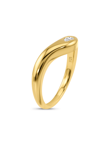 Crystal Pear Crystal Wave Ring In Gold
