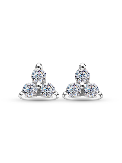 Triple Crystal Studs in Silver