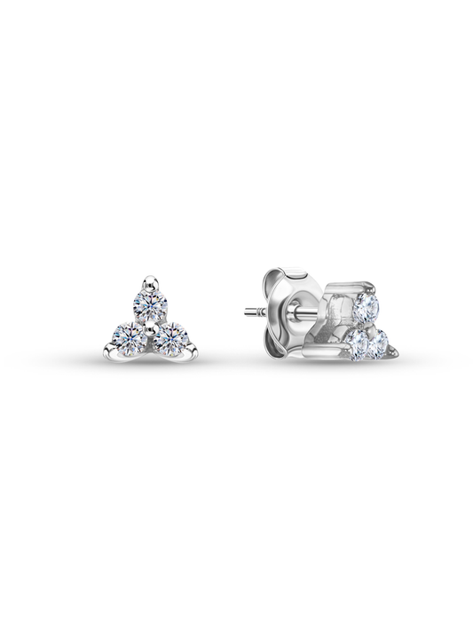 Triple Crystal Studs in Silver