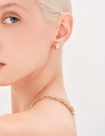 Triple Ridged Hoop in Gold