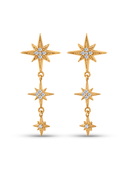 Triple Graduated Crystal Star Drop Studs