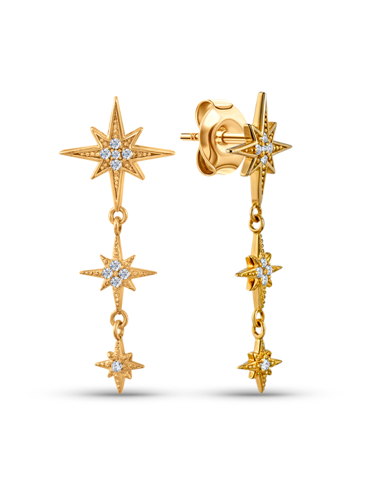 Triple Graduated Crystal Star Drop Studs