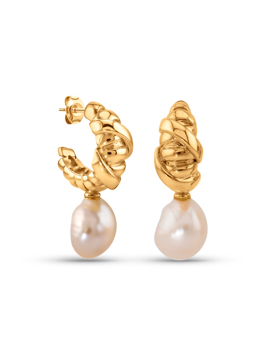 Freshwater Pearl Twist Detail Drop Studs