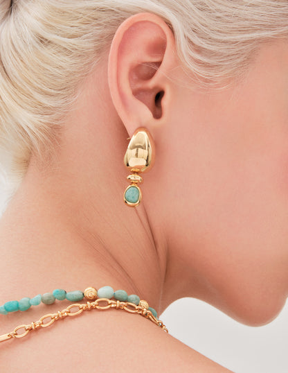 Pebble Amazonite Drop Studs