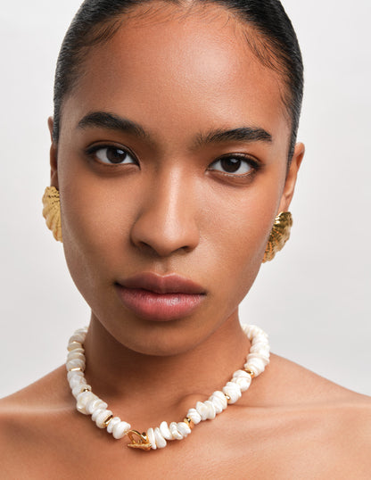 Shell Beaded T-Bar Necklace