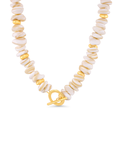 Shell Beaded T-Bar Necklace