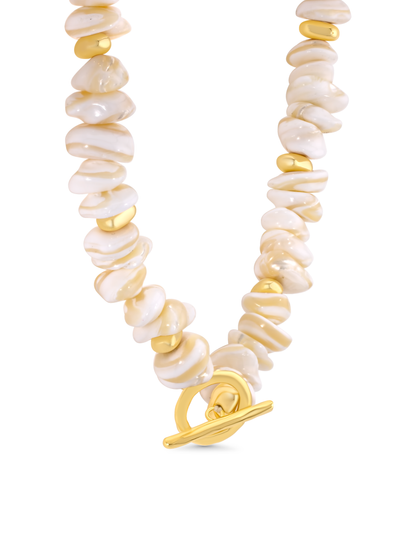Shell Beaded T-Bar Necklace