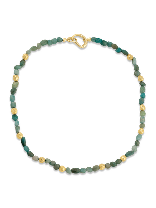 Amazonite Beaded Necklace in Gold